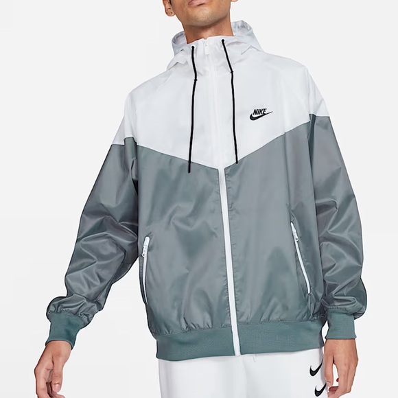 Nike Windrunner Jacket Men’s XL Grey/White Lightweight Hooded Windbreaker NWT - Picture 1 of 9
